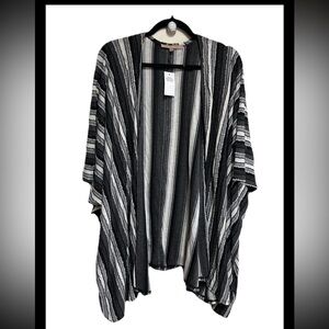 My Danielle Poncho kimono black/grey textured boho hippie Festival Beach NWT